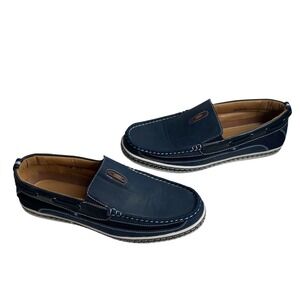 Brix Men's Blue Faux Leather Mesh Boat Shoes Slip On Loafers Size 10.5 Preppy